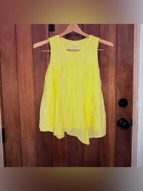 Style & Co. Yellow Sleeveless Flowy Peasant Top